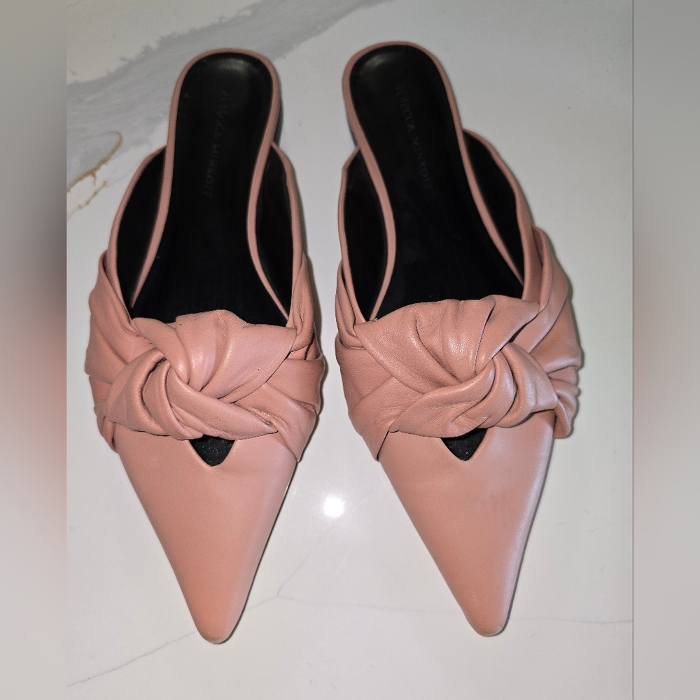 REBECCA MINKOFF Pink Leather Mule Slides Size 8